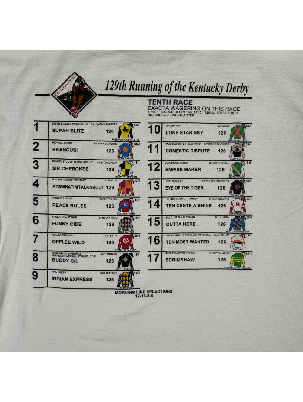 2003 129th Kentucky Derby Churchill Downs Tee White Size XL